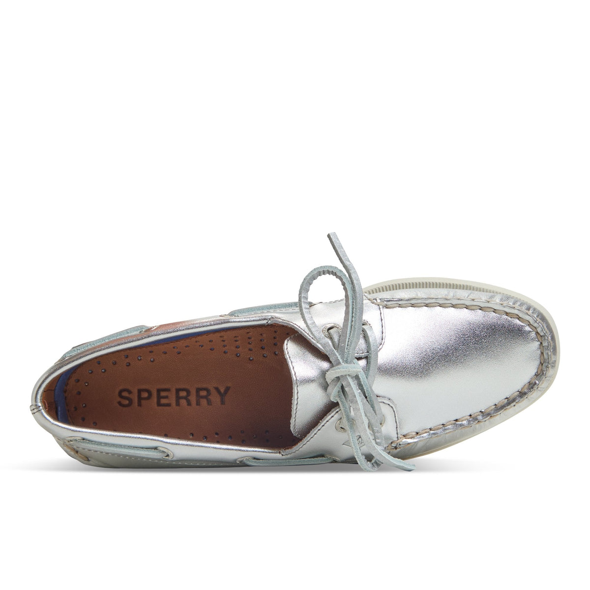 Authentic Original™ 2 Eye Boat Shoe Silver Women's Leather | Sperry
