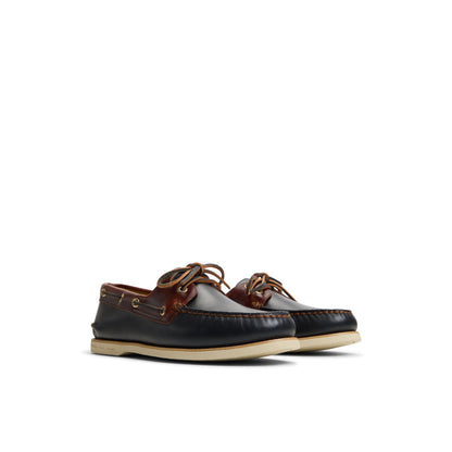 Gold Authentic Original™ 2-Eye Lite Boat Shoe Black Combo Men's Leather | Sperry