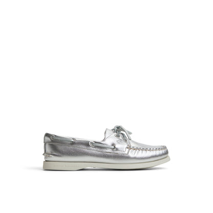 Authentic Original™ 2 Eye Boat Shoe Silver Women's Leather | Sperry
