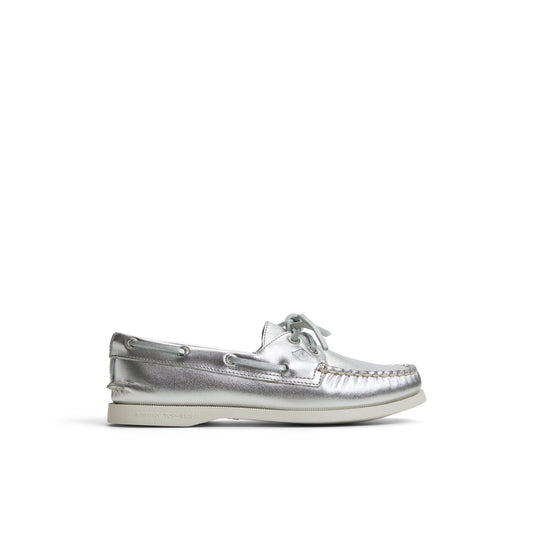 Authentic Original™ 2 Eye Boat Shoe Silver Women's Leather | Sperry