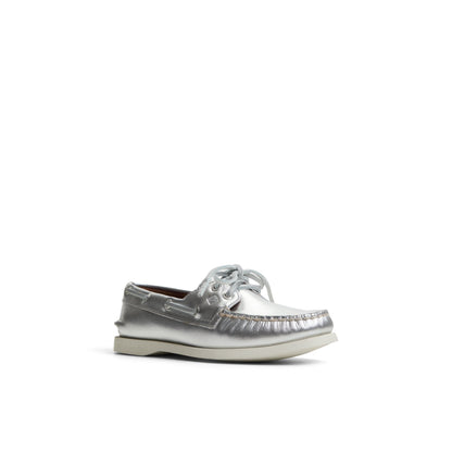 Authentic Original™ 2 Eye Boat Shoe Silver Women's Leather | Sperry