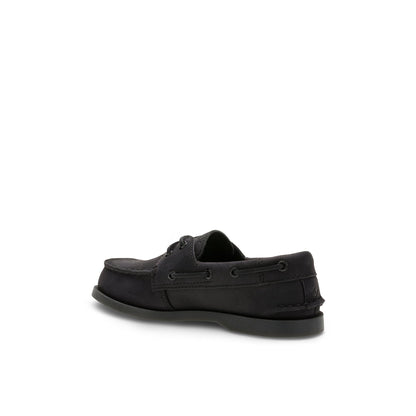 Aokleather Black Kids Boat Shoes | Sperry