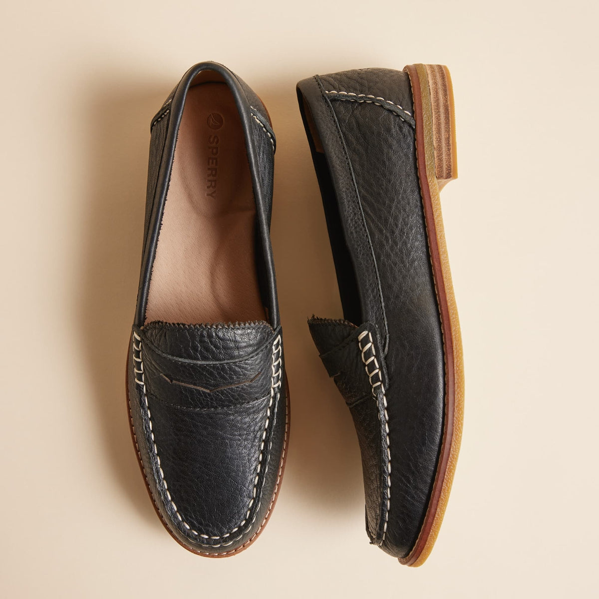 Seaport Penny Leather Loafer Black | Sperry